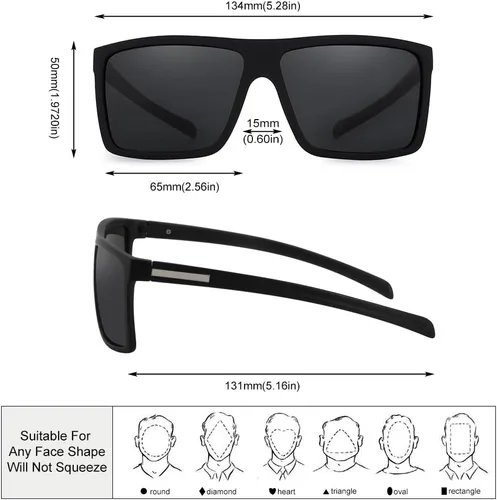 Vista 3 de Gafas de sol polarizadas cuadradas de estilo clásico de los hombres Gafas de sol ligeras de plástico protección UV para conducir
