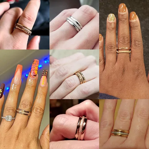 Vista 3 de JOERICA 3 anillos de compromiso de boda apilables de acero inoxidable de 0.079in para mujer