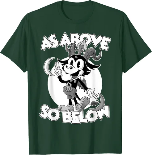 Vista 47 de Camiseta de dibujos animados retro de Baphomet Pagan As Above So Below, Negro, S