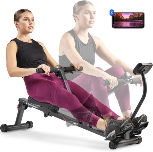 Vista 9 de Sunny Health & Fitness Máquina de remo compacta ajustable con 12 niveles de resistencia para entrenamientos corporales completos y aplicación