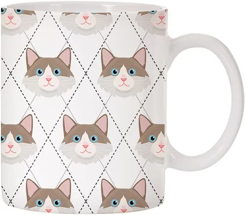 Vista 24 de Adorable Cat Breed Design Argyle Pattern Taza de café de cerámica (abisinian)