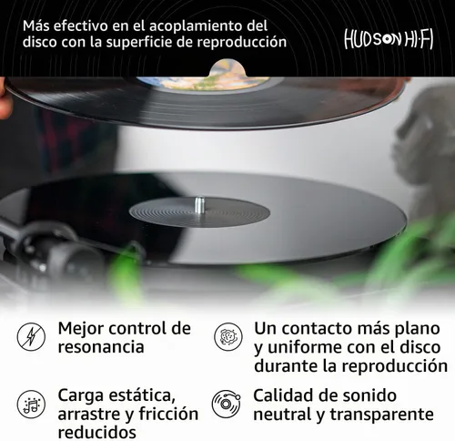 Vista 9 de Tapete acrílico para tocadiscos – 11.75 pulgadas de disco de vinilo negro – Tapete acrílico mecanizado de precisión con hueco de etiqueta
