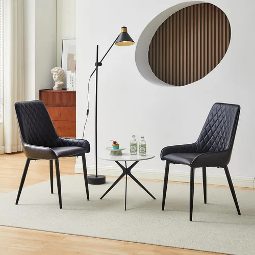Vista 2 de TUKAILAi Juego de 2 sillas de comedor de piel sintética, moderno sillón con asiento tapizado y patas de metal, silla de ocio de poliuretano