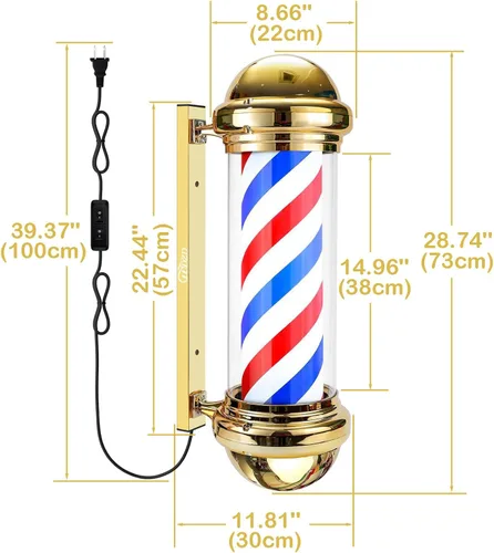 Vista 2 de Luz de poste de peluquería dorada de 29