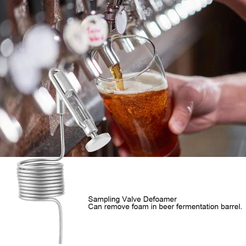 Vista 2 de Desespumante de bobina de muestreo de acero inoxidable 304,Válvula de muestreo de cerveza de plata Desempañador de bobina de fermentador Homebrew