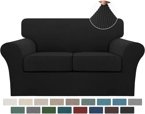 Vista 15 de Turquoize 2 fundas para sillas de sala de estar, funda de sofá con fundas de cojín individuales, funda de muebles para sillas (silla, beige biscotti)