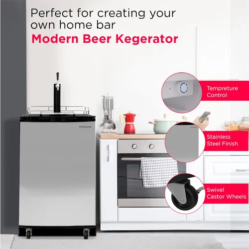 Vista 3 de Frigidaire EFRB200 Barra de cerveza Kegerator de acero inoxidable de 6.1 pies cúbicos