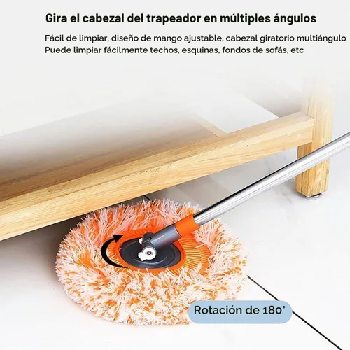 Vista 5 de Trapeador de limpieza ajustable giratorio de 360° – Nueva fregona extensible de limpieza de pared, trapeador giratorio de microfibra de mango largo