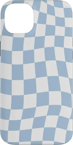 Vista 15 de Funda estética pastel azul claro remolino a cuadros para iPhone 16