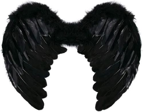 Vista 2 de SEVADA Alas de ángel negro y halo, disfraces de ángel diablo oscuro para niños, niñas, niños y adolescentes, alas de ángel de plumas caídas