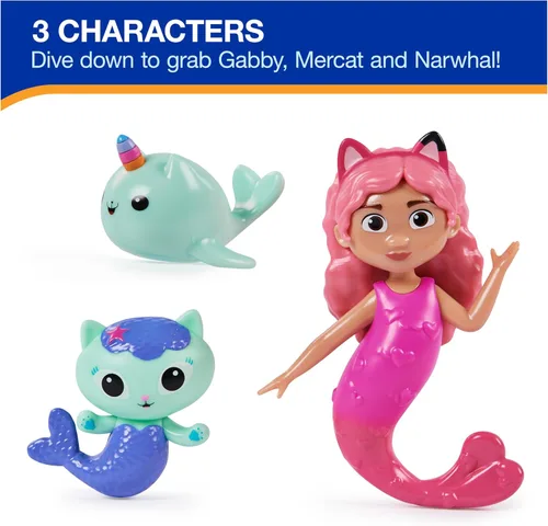 Vista 3 de SwimWays Gabby's Dollhouse - Juego de 3 personajes de buceo, accesorios de piscina y juguetes de piscina para niños, suministros para fiestas