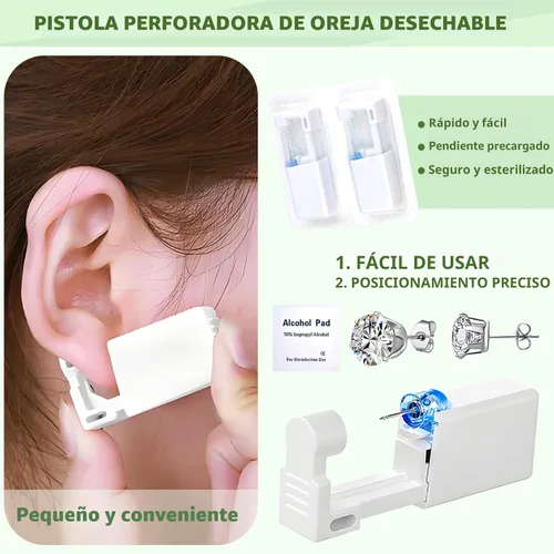 Vista 4 de Novopiercing Kit de 24 Piezas para Perforación de Orejas: Kit de Pistola Desechable para Perforación de Orejas con 8 Pistolas, 8 Piezas de Aretes