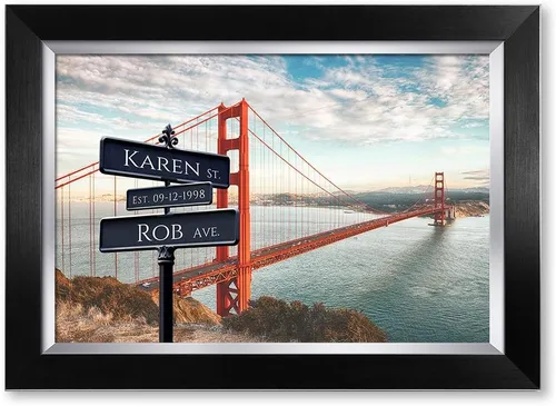 Vista 61 de IPIC - Personalized Framed Canvas with Custom Street Sign in Boston Personalized Street Signs with Names, Custom Canvas Print, Boston Sunset
