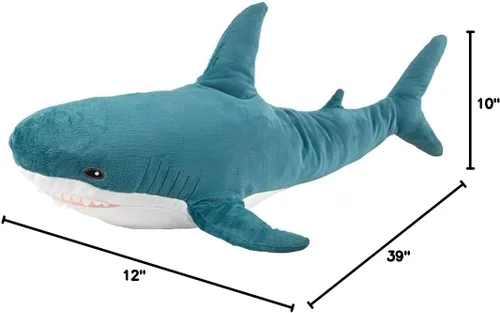 Vista 8 de Peluche de tiburón gigante de 39.4 pulgadas, almohada de tiburón de peluche súper suave y linda, decoración de habitación para niños y niñas, regalo