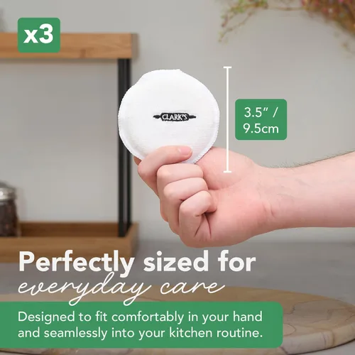 Vista 4 de CLARK'S Acondicionador de madera de 3.5 pulgadas, aplicador de aceite y cera, paquete de 3, almohadillas reutilizables de microfibra y esponja