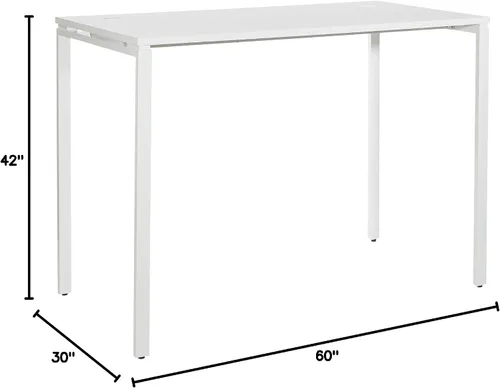 Vista 12 de OSP Home Furnishings Prado - Escritorio para oficina en casa, 60 pulgadas de ancho x 42 pulgadas de alto, color blanco