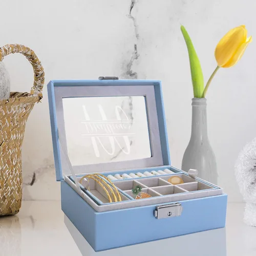 Vista 3 de My Personal Memories Joyero personalizado, bandeja y organizador con parte superior de cristal, accesorios personalizados y grabados, regalo