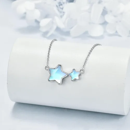 Vista 3 de CRMAD Collar con dije de luna de plata de ley con luna creciente para mujer