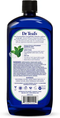 Vista 8 de Dr Teal's Baño de remojo y espuma de sal de Epsom pura, relajación y alivio con eucalipto y menta verde, paquete combinado