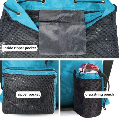 Vista 3 de BeeGreen Gym Bags for Men Women Mesh Drawstring Backpack for Swim Sports Workout Gear Gifts for Swimmers Beach Pool Wrestling Backpack Cinch Bag