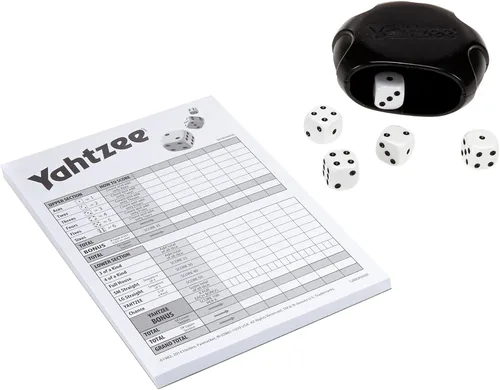 Vista 5 de Hasbro Gaming Yahtzee Game, juegos de dados de juego rápido para niños, adolescentes y adultos, juegos de estrategia, juegos familiares para niños