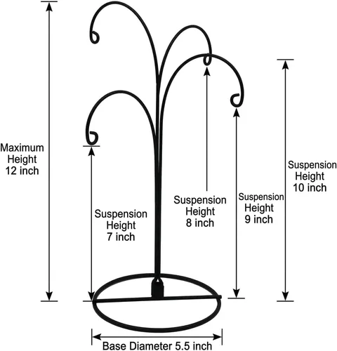 Vista 5 de HOHIYA Soporte de exhibición de adornos de 12 pulgadas, paquete de 2 soportes de metal de 4 brazos para decoraciones de Navidad, adornos colgantes