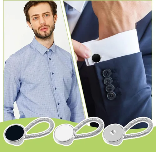 Vista 7 de 9 extensores de cuello de alta calidad para camisas de vestir, pantalones de mezclilla para hombres y mujeres, extensores de botón elásticos