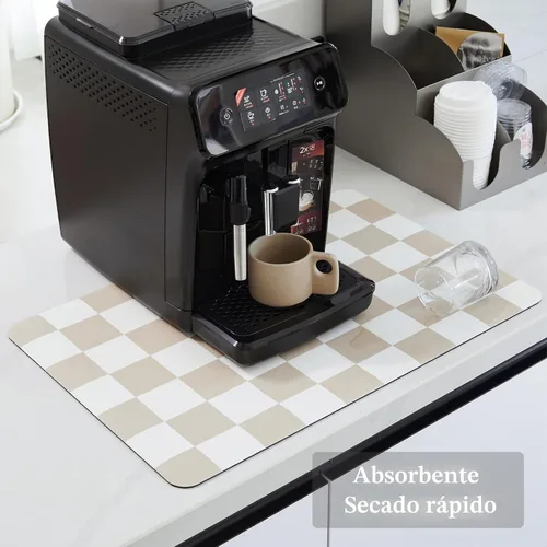 Vista 4 de Ohocut Tapete de secado de platos a cuadros para encimera de cocina, accesorios de estación de cafetería, estética, retro, moderna, absorbente