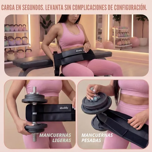 Vista 6 de Cinturón de empuje de cadera con diseño de doble correa – Constructor de glúteos para mancuernas pesadas, pesas rusas y discos de hasta 400 libras
