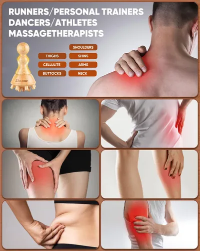 Vista 2 de ONUEMP Herramienta de masaje para celulitis, herramientas de masaje de terapia de madera, masajeador de drenaje linfático, kit de maderoterapia