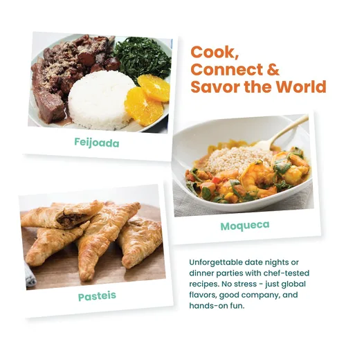 Vista 2 de eat2explore Kit de cocina global para adultos, recetas auténticas, especias esenciales y maridajes de bebidas, perfecto para citas nocturnas