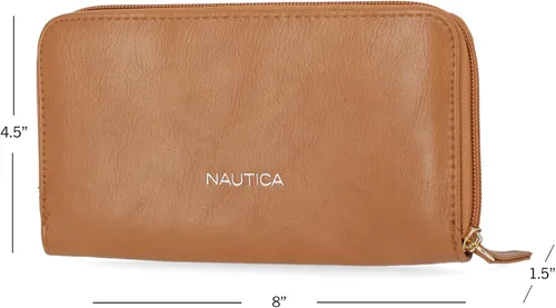Vista 3 de Nautica Bulk Cargo - Cartera RFID para mujer, organizador con cremallera alrededor, Anchor Aweigh