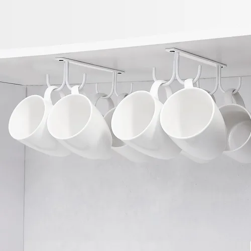 Vista 6 de FOMANSH Estante para tazas debajo del gabinete, soporte para tazas de café, 8 ganchos para tazas debajo del estante, gancho de secado para tazas
