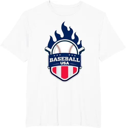 Vista 13 de Baseball USA Support the Team Shirt - Camiseta con la bandera de Estados Unidos, Blanco, S