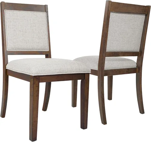Vista 27 de HomePop Parsons - Juego de 2 sillas de comedor tapizadas, piel sintética negra Negro