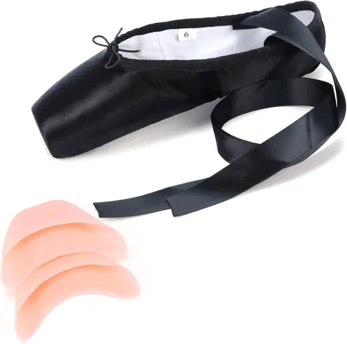 Vista 5 de WENDYWU Zapato de ballet profesional para niños niña y señoras rosa PU suela ballet Pointe zapatos de baile con almohadillas para los dedos