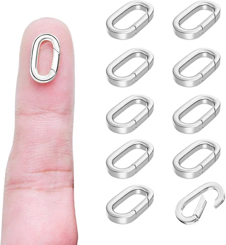Vista 9 de OHINGLT 10 piezas de cierres de colgante con clip mosquetón – cierre y cierres de collar de 18K oro, conector de encanto de pulsera para mujer