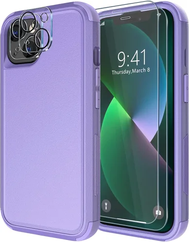 Vista 8 de Diverbox - Funda para iPhone 13 a prueba de golpes, caídas y polvo, funda de protección resistente para iPhone 13 de Apple, color negro