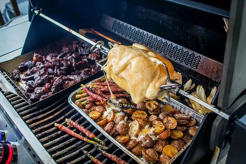 Vista 6 de Napoleon Juego de 2 tenedores para asador, varillas divididas cuadradas y hexagonales de grado comercial, cuatro puntas, apto para lavavajillas