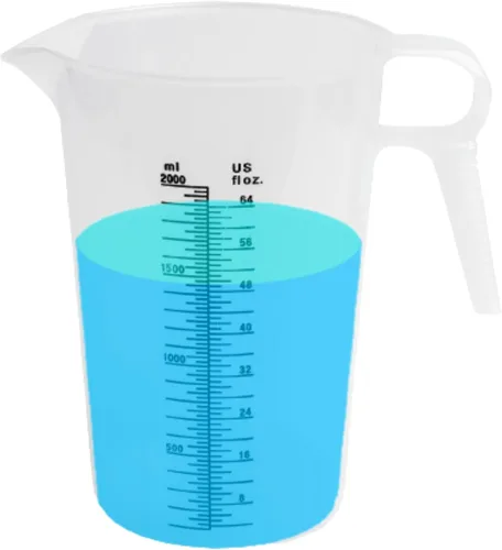 Vista 9 de ACCUPOUR 8 onzas (250 mL) jarra medidora, de plástico, multiusos - Excelente para productos químicos, aceite, piscina y césped - Incrementos