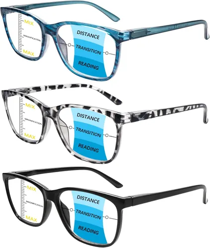 Vista 7 de COJWIS Progressive Multifocus Reading Glasses Blue Light Blocking,Spring Hinge Readers for Women Men
