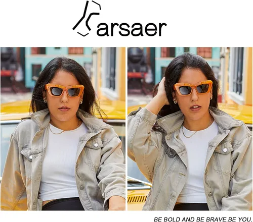Vista 2 de Karsaer Vision Retro Vintage Cateye - Gafas de sol cuadradas con marco de plástico