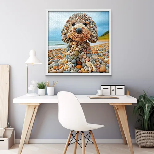 Vista 8 de PICKFORU Divertidos rompecabezas de perro de 1000 piezas para adultos, rompecabezas de perro guardián de playa de verano, interesante tema
