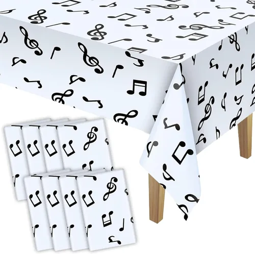 Vista 10 de Tatuo Mantel de fiesta con música y notas musicales de plástico de 108 x 54