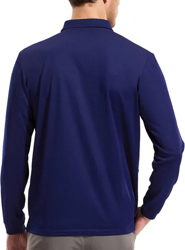 Vista 4 de MIER Long Sleeve Polo Shirts for Men Quick Dry Polyester Golf Shirt High-Performance Oudooort Shirt UPF50+ Sun Protection