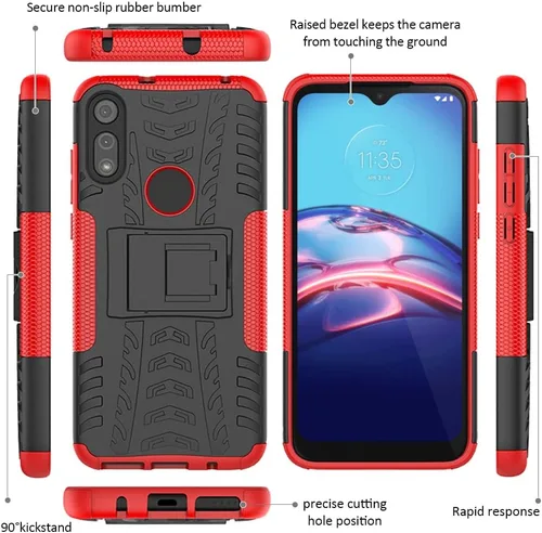 Vista 3 de Funda para teléfono Moto E, Motorola e con protector de pantalla HD, protector de silicona a prueba de golpes con función atril para Moto E (2020)