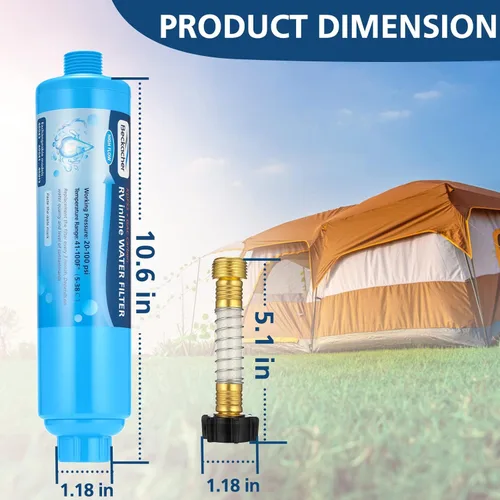 Vista 3 de 2 paquetes de filtro de agua Tastepure para vehículos recreativos, filtro de agua en línea avanzado para vehículos recreativos con protector