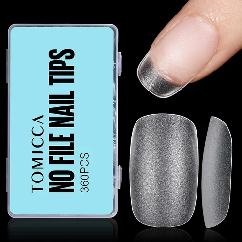 Vista 29 de TOMICCA Puntas de uñas extra cortas en forma de ataúd, 240 piezas de uñas postizas acrílicas de cobertura completa para manicura con extensión, 15