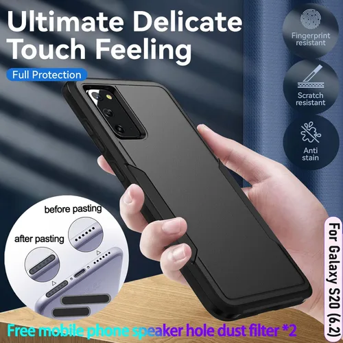 Vista 4 de Funda híbrida de doble capa para Galaxy S20 de 6.2 pulgadas, resistente a los golpes, resistente a los golpes, con 1 soporte magnético