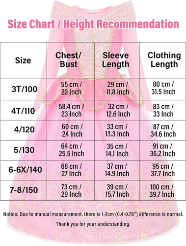 Vista 6 de knemmy Princess Dress Up Costume Aorura Dress for Girls Halloween Cosplay Christmas Birthday Party Dress Pink